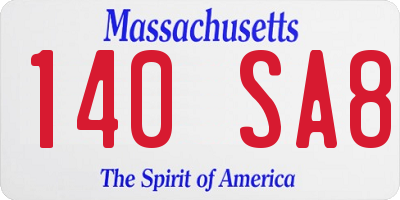 MA license plate 140SA8