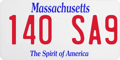 MA license plate 140SA9