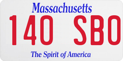 MA license plate 140SB0