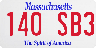 MA license plate 140SB3