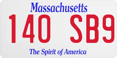 MA license plate 140SB9