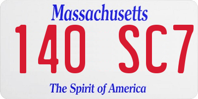 MA license plate 140SC7