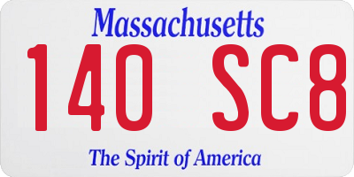 MA license plate 140SC8