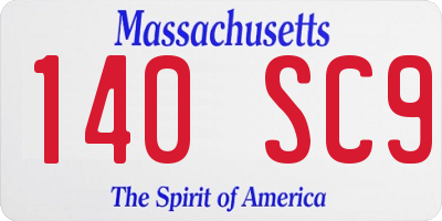 MA license plate 140SC9