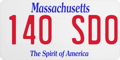 MA license plate 140SD0