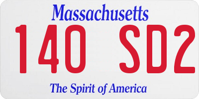 MA license plate 140SD2