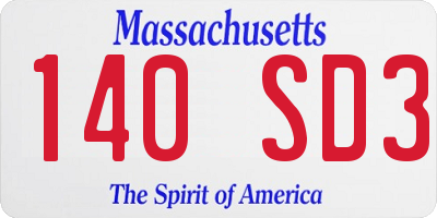 MA license plate 140SD3
