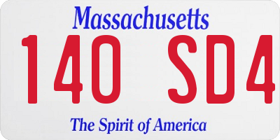 MA license plate 140SD4