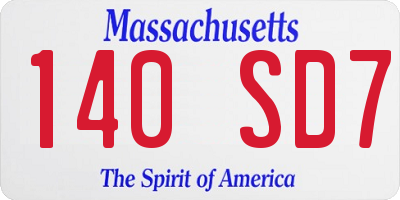 MA license plate 140SD7