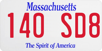 MA license plate 140SD8