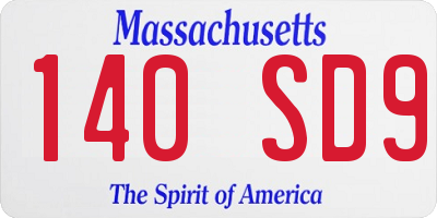 MA license plate 140SD9