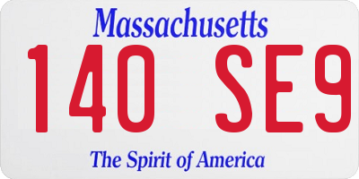 MA license plate 140SE9