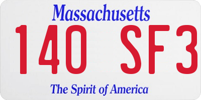 MA license plate 140SF3