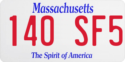 MA license plate 140SF5