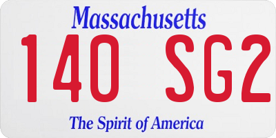 MA license plate 140SG2