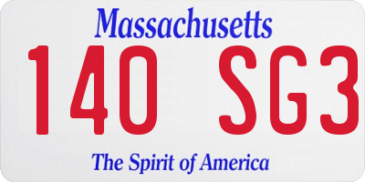MA license plate 140SG3