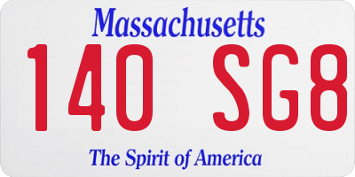 MA license plate 140SG8