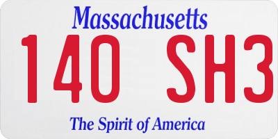 MA license plate 140SH3