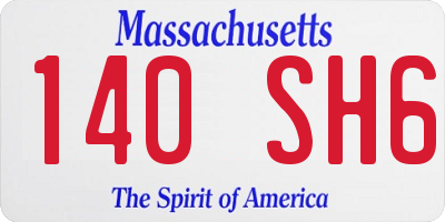 MA license plate 140SH6