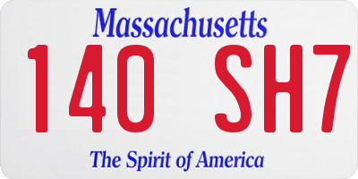 MA license plate 140SH7