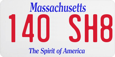 MA license plate 140SH8