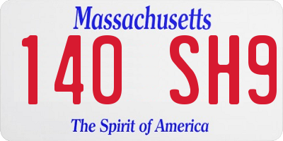 MA license plate 140SH9