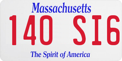 MA license plate 140SI6
