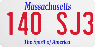 MA license plate 140SJ3