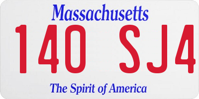 MA license plate 140SJ4