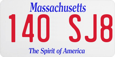 MA license plate 140SJ8