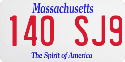 MA license plate 140SJ9