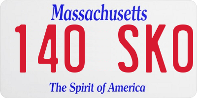 MA license plate 140SK0