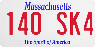 MA license plate 140SK4