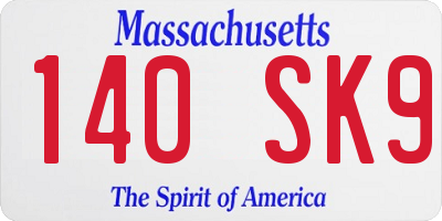 MA license plate 140SK9