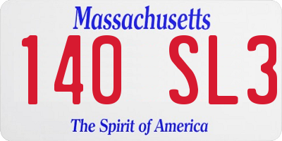 MA license plate 140SL3