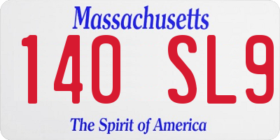 MA license plate 140SL9