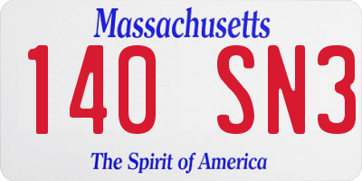 MA license plate 140SN3