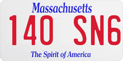 MA license plate 140SN6