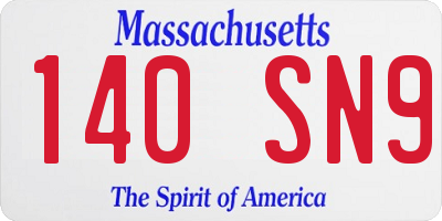 MA license plate 140SN9