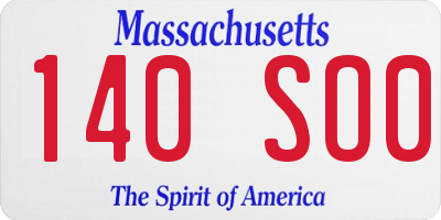 MA license plate 140SO0