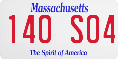 MA license plate 140SO4
