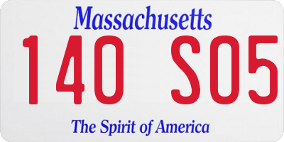 MA license plate 140SO5