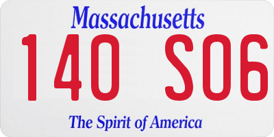MA license plate 140SO6