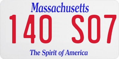 MA license plate 140SO7