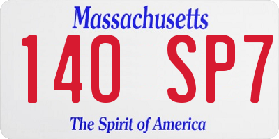 MA license plate 140SP7
