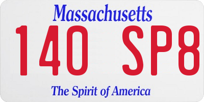 MA license plate 140SP8