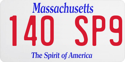 MA license plate 140SP9