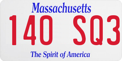 MA license plate 140SQ3