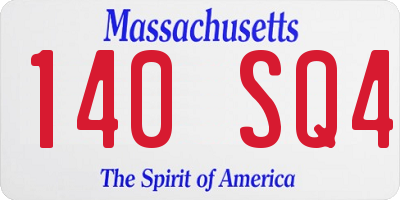 MA license plate 140SQ4