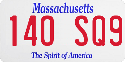 MA license plate 140SQ9